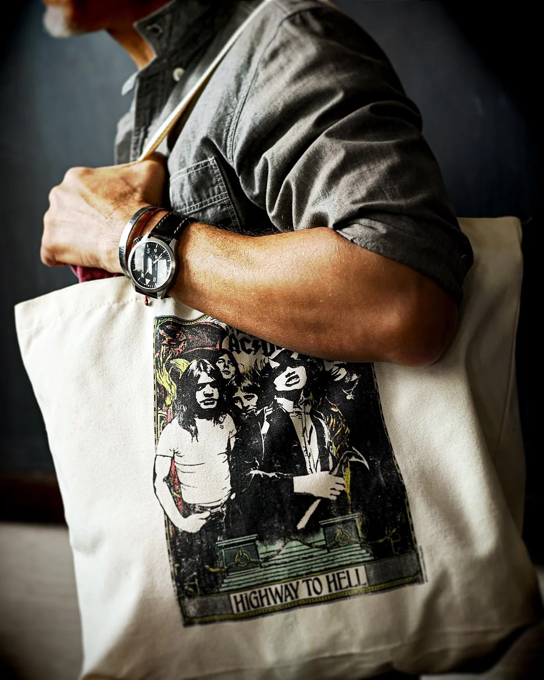 AC/DC Highway To Hell Ivory Tote Bag - Image 4