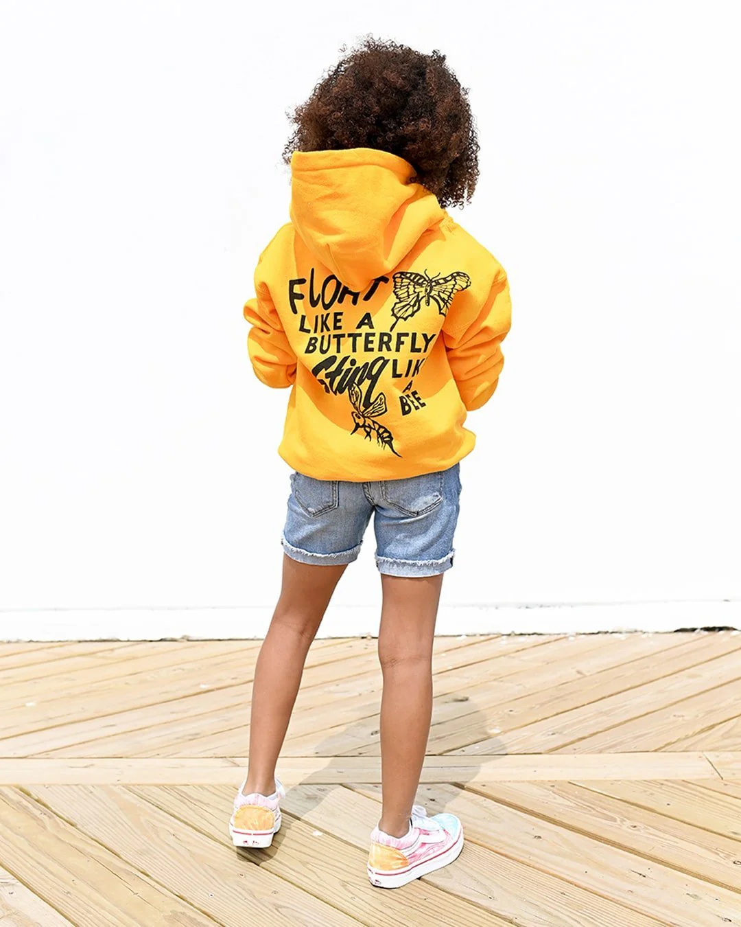 Ali Float Quote Yellow Kid's Hoody - Image 3