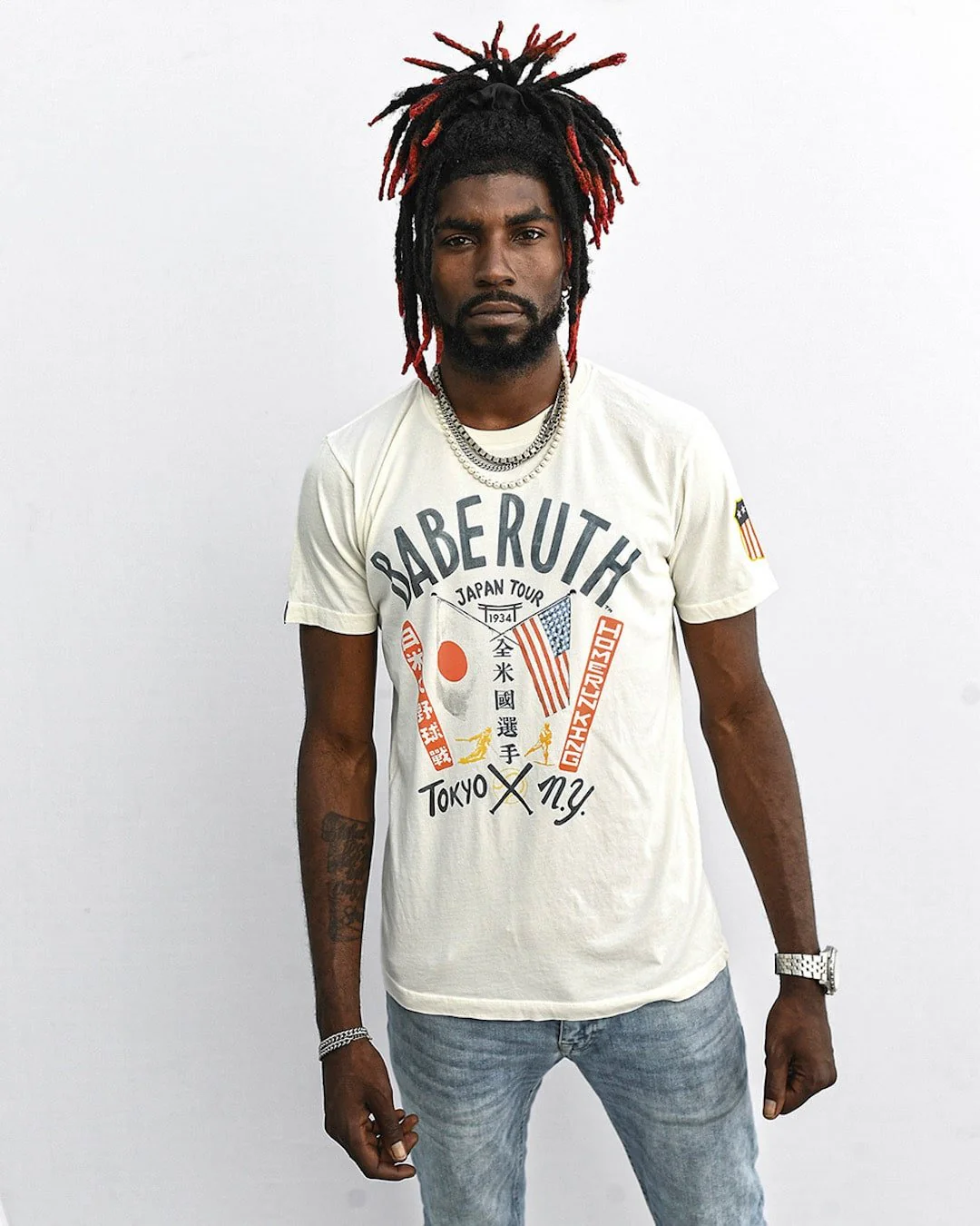 Babe Ruth Tokyo X NY Vintage White Tee - Image 3