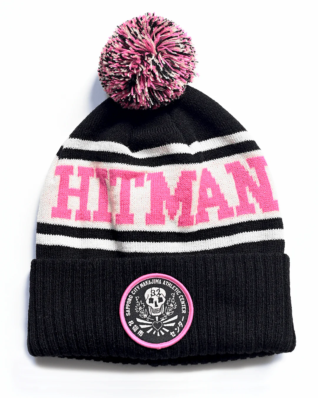 Bret Hart Hitman Black Pom Pom Beanie - Image 3