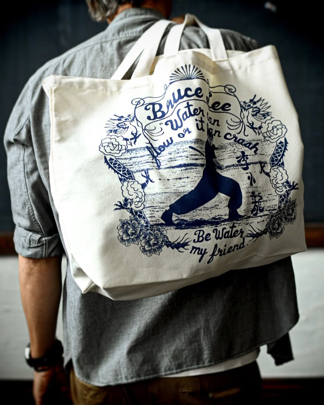 Bruce Lee Be Water Ivory Tote Bag - Image 4