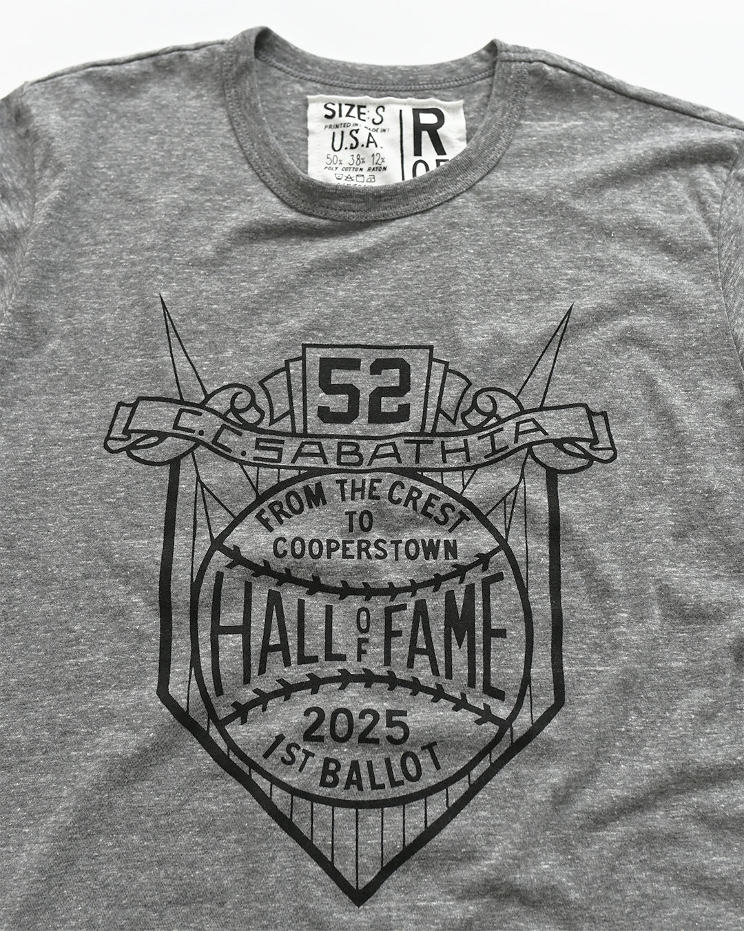 CC Sabathia First Ballot HOF Grey Tee - Image 4