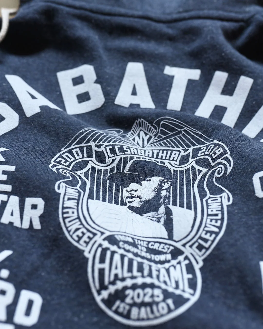 CC Sabathia HOF Career Navy PO Hoody - Image 3