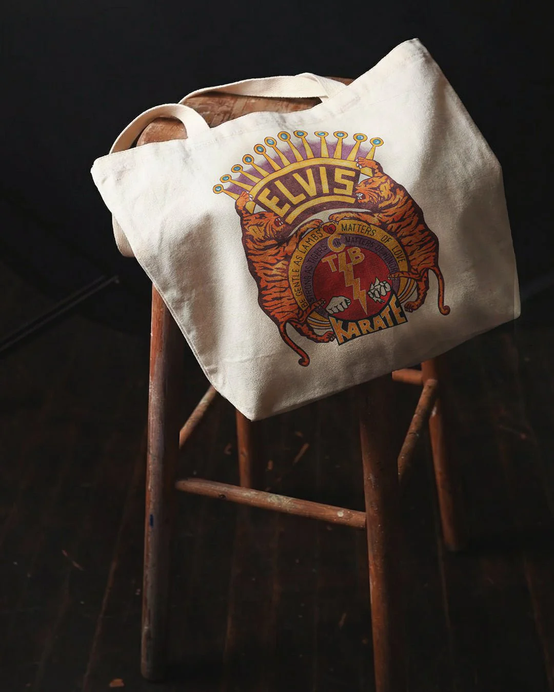 Elvis TCB Karate Ivory Tote Bag - Image 3