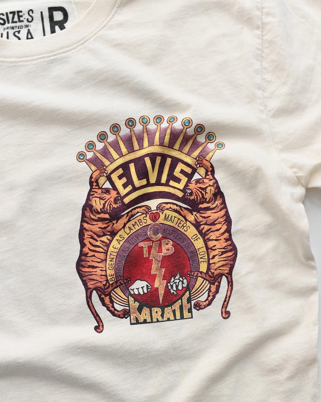 Elvis TCB Tiger Crest Vintage White Tee - Image 4