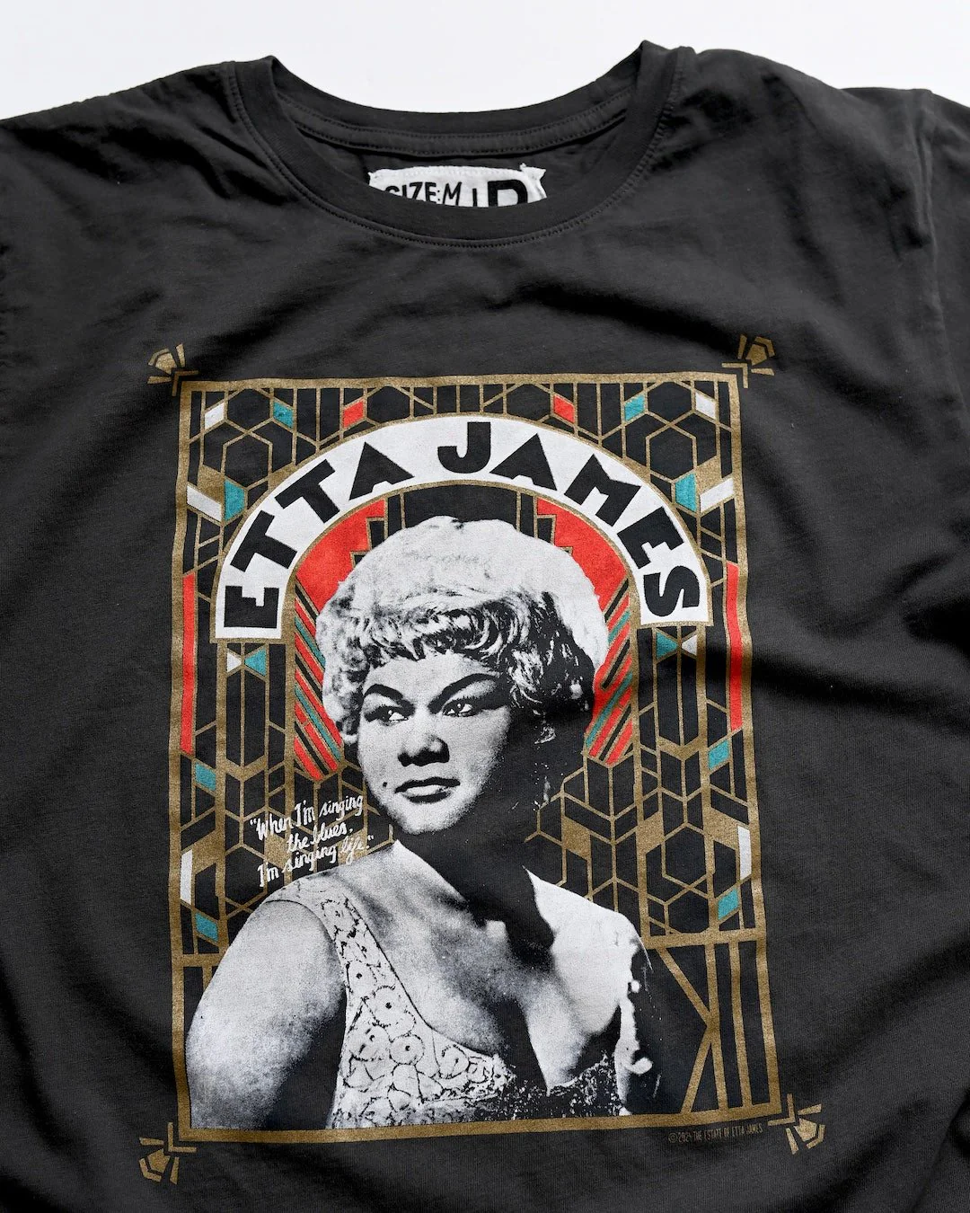 Etta James Portrait Photo Black Tee - Image 2