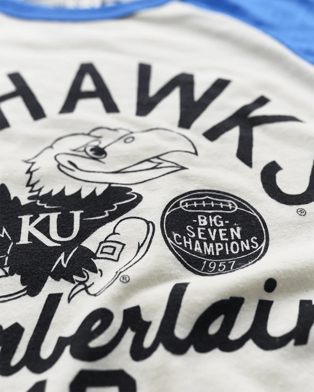 KU - Wilt Jayhawks #13 Blue Raglan Tee - Image 4