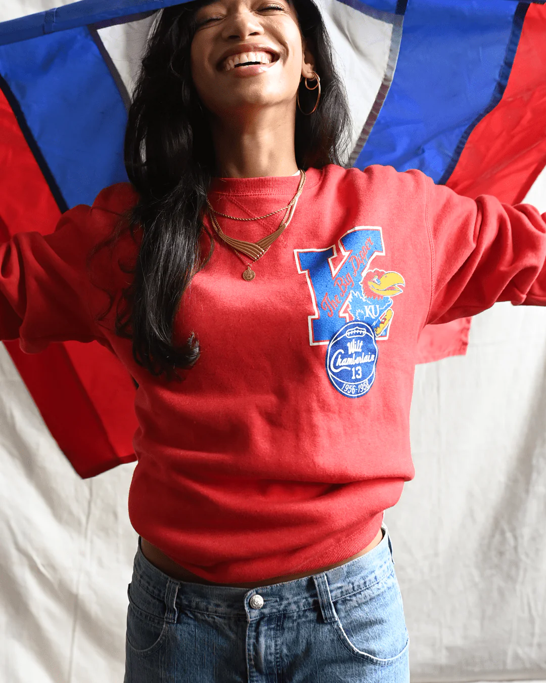 KU - Wilt Jayhawks #13 Red Sweatshirt - Image 4