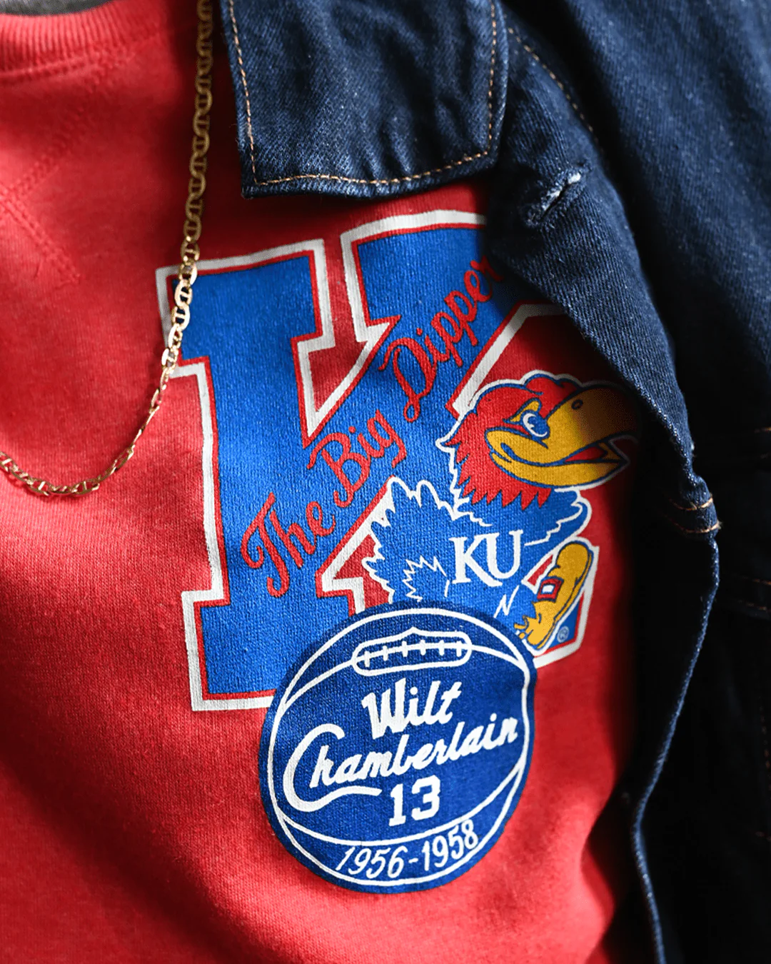 KU - Wilt Jayhawks #13 Red Sweatshirt - Image 5