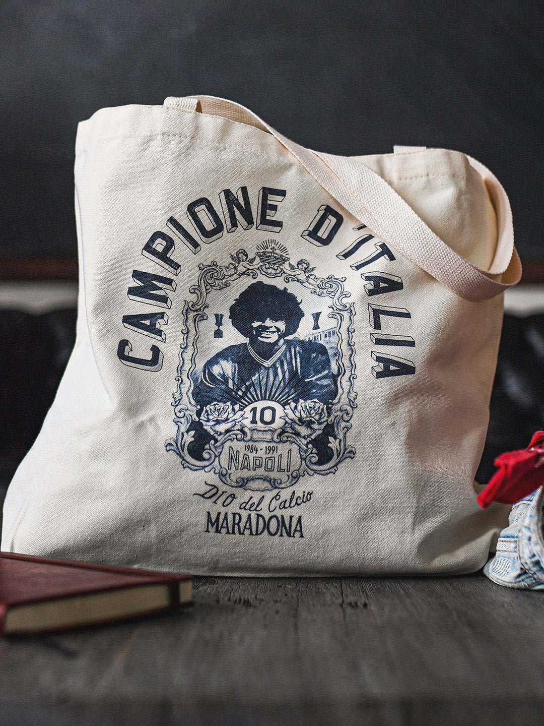 Maradona Campione D'Italia Ivory Tote Bag - Image 3