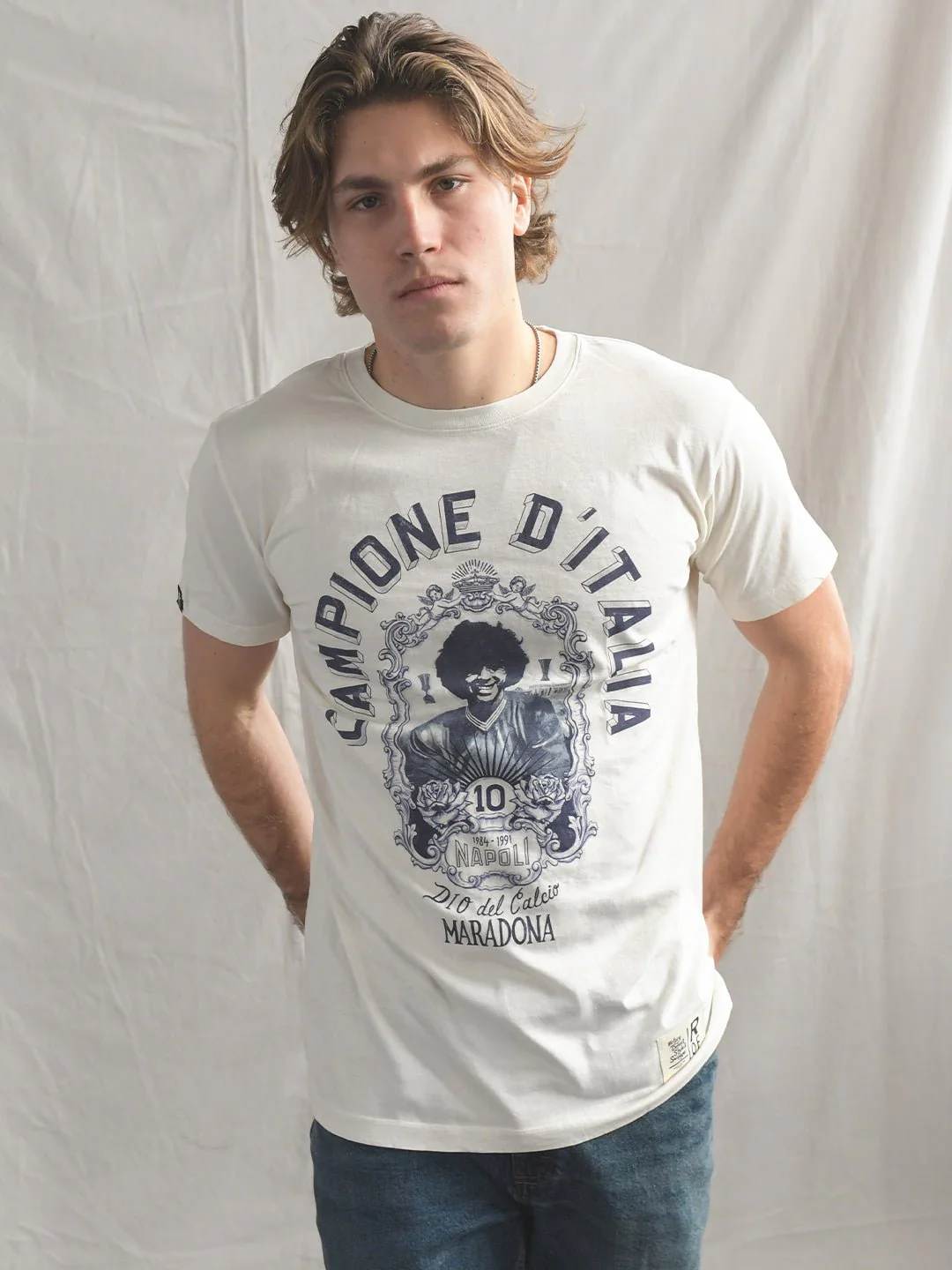 Maradona Dio Del Calcio White Tee - Image 2