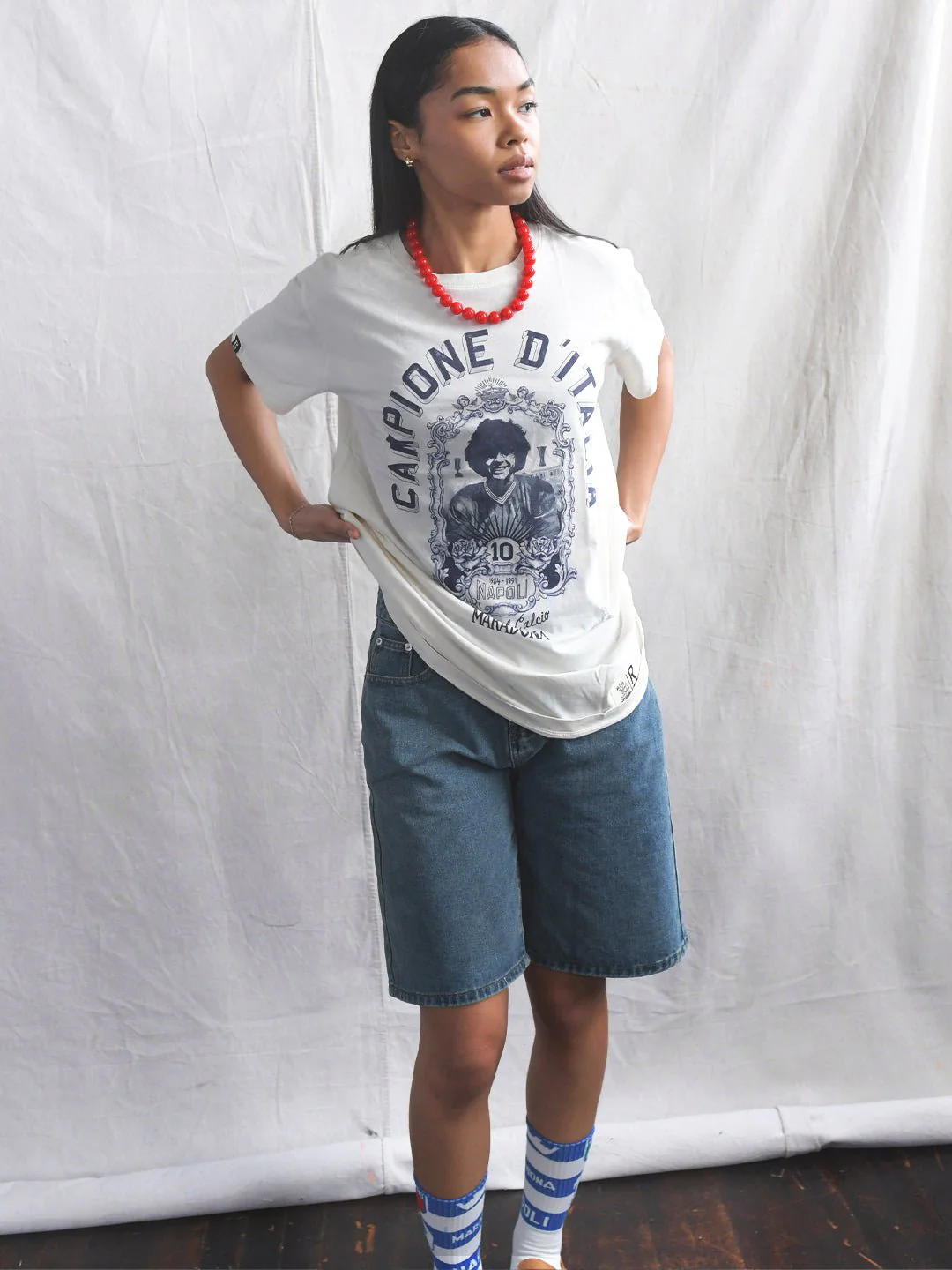 Maradona Dio Del Calcio White Tee - Image 7