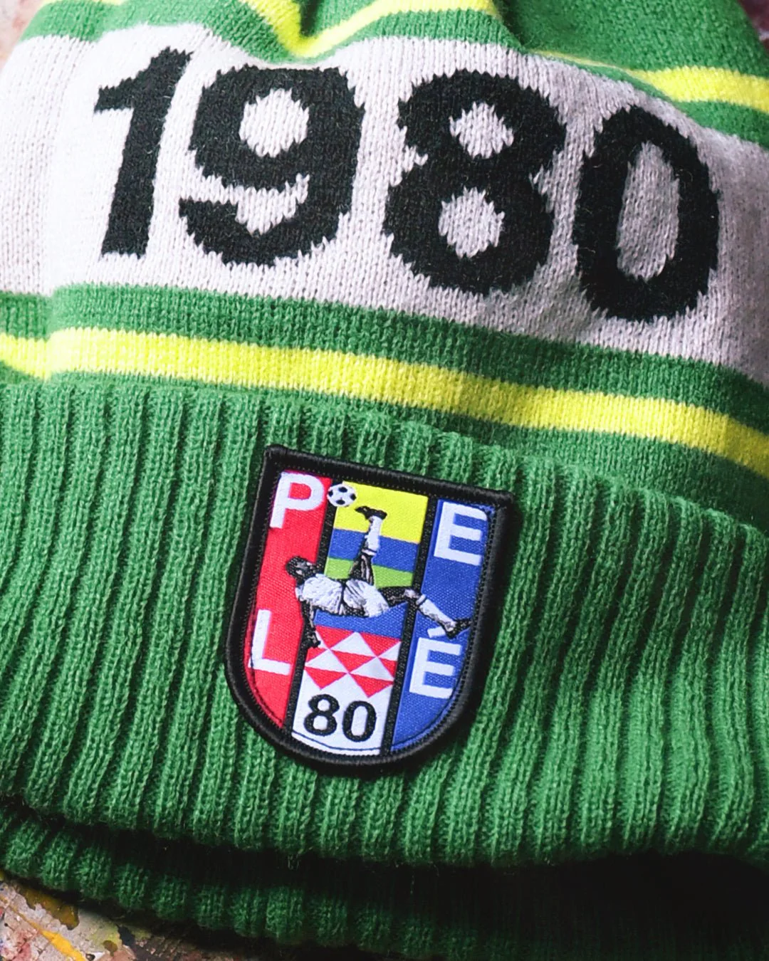 Pelé 1980 Brasil Green Pom Pom Beanie - Image 2