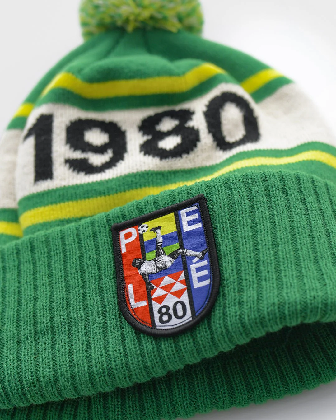 Pelé 1980 Brasil Green Pom Pom Beanie - Image 3