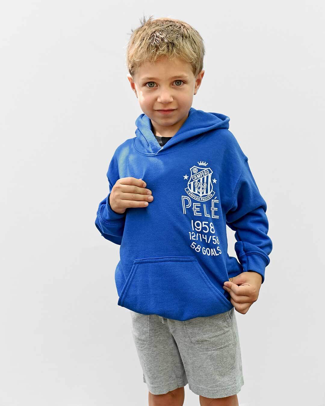 Pelé Santos Blue Kid's PO Hoody - Image 7