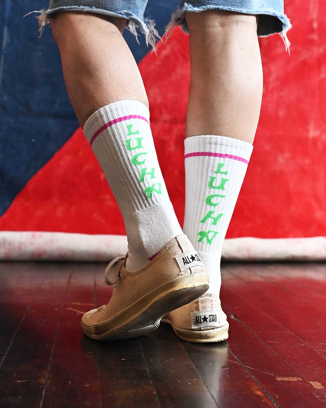 Rey Mysterio Green Lucha White Socks - Image 3