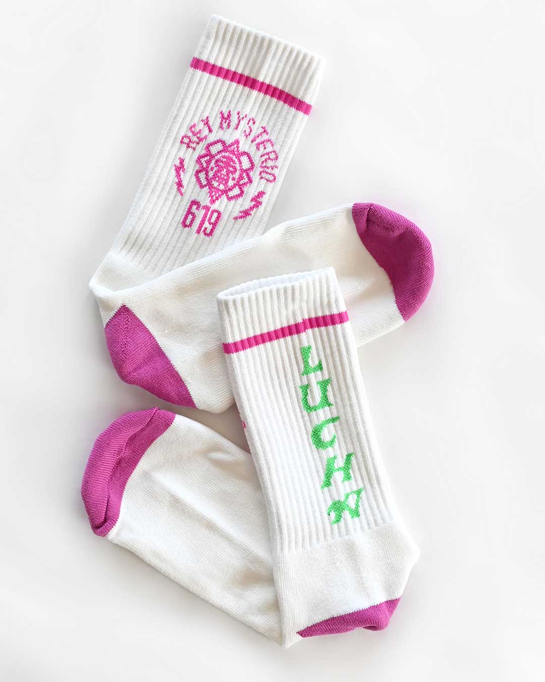 Rey Mysterio Green Lucha White Socks - Image 4