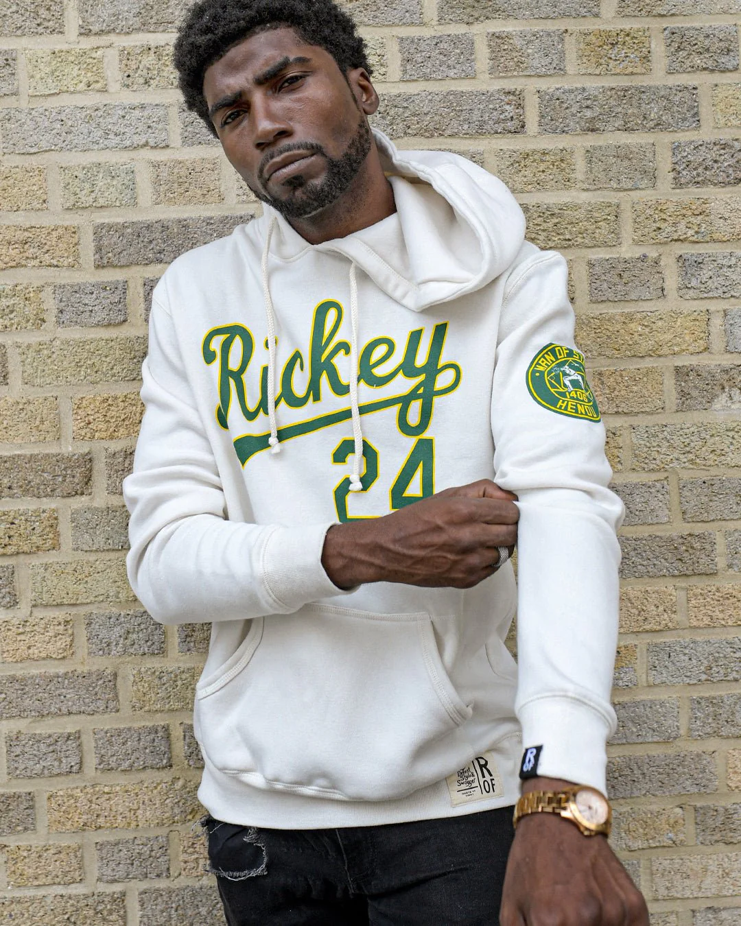 Rickey Henderson #24 White PO Hoody - Image 6