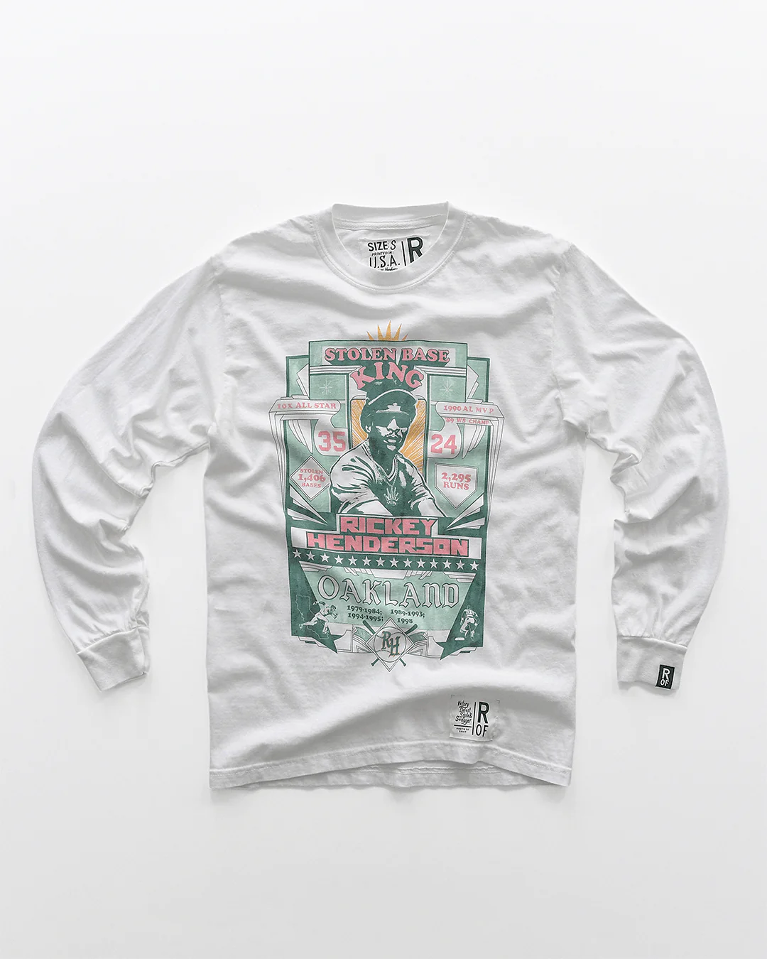 Rickey Henderson Oakland White Long Sleeve Tee - Image 5