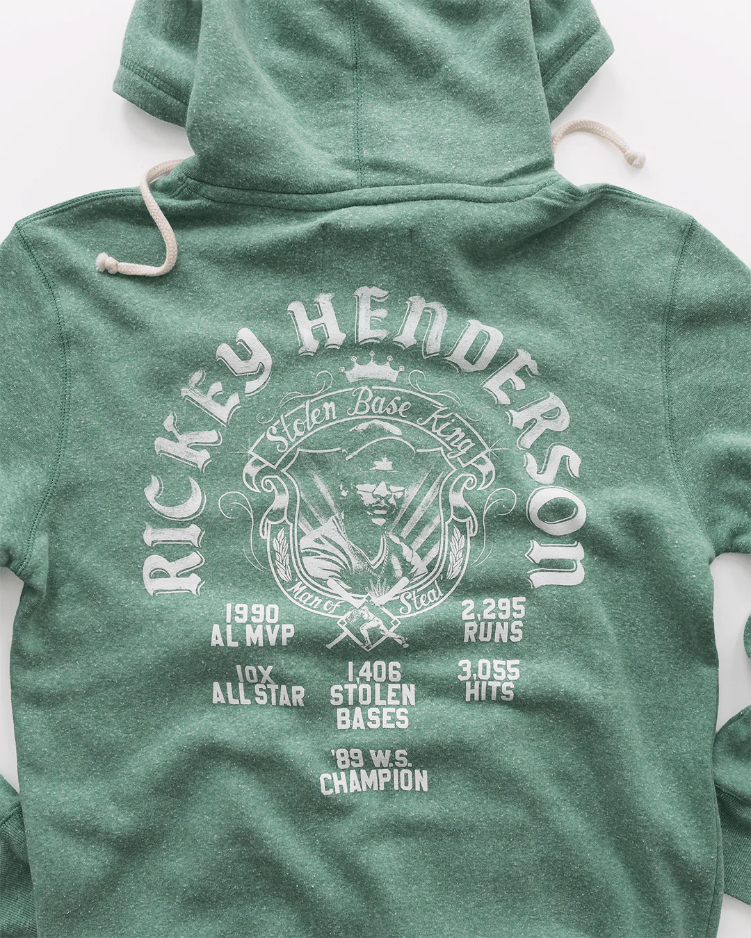 Rickey Henderson Stolen Base King Green PO Hoody - Image 4