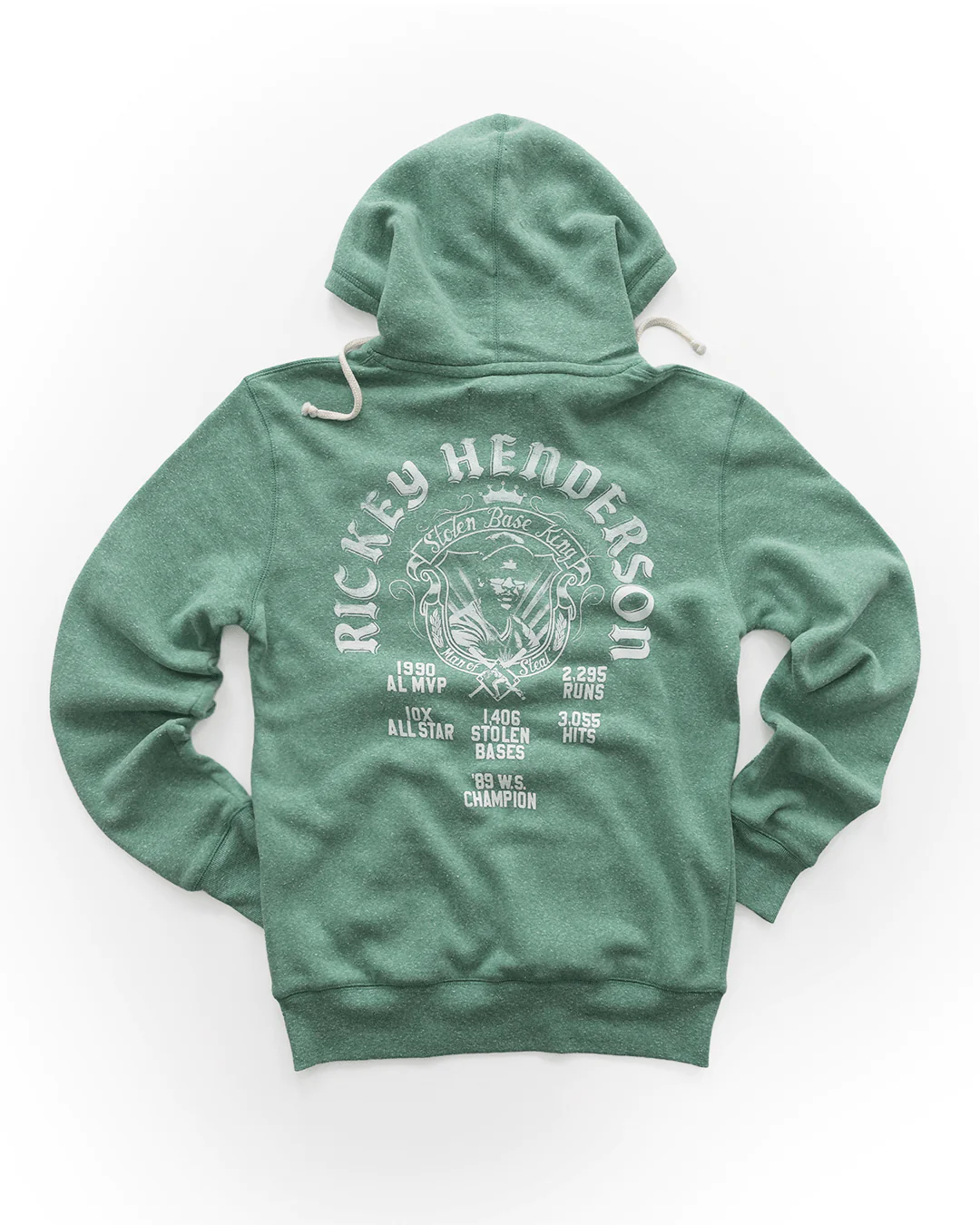 Rickey Henderson Stolen Base King Green PO Hoody - Image 5