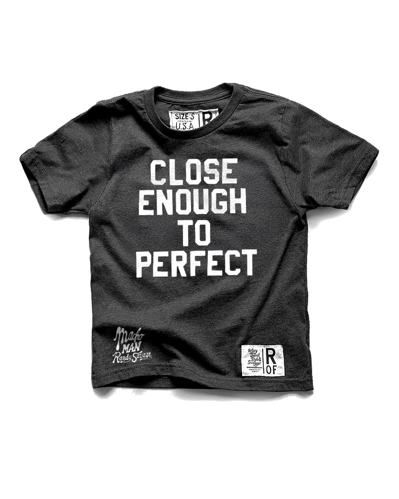 Savage 'Close Enough To Perfect' Black Kid's Tee - Image 3