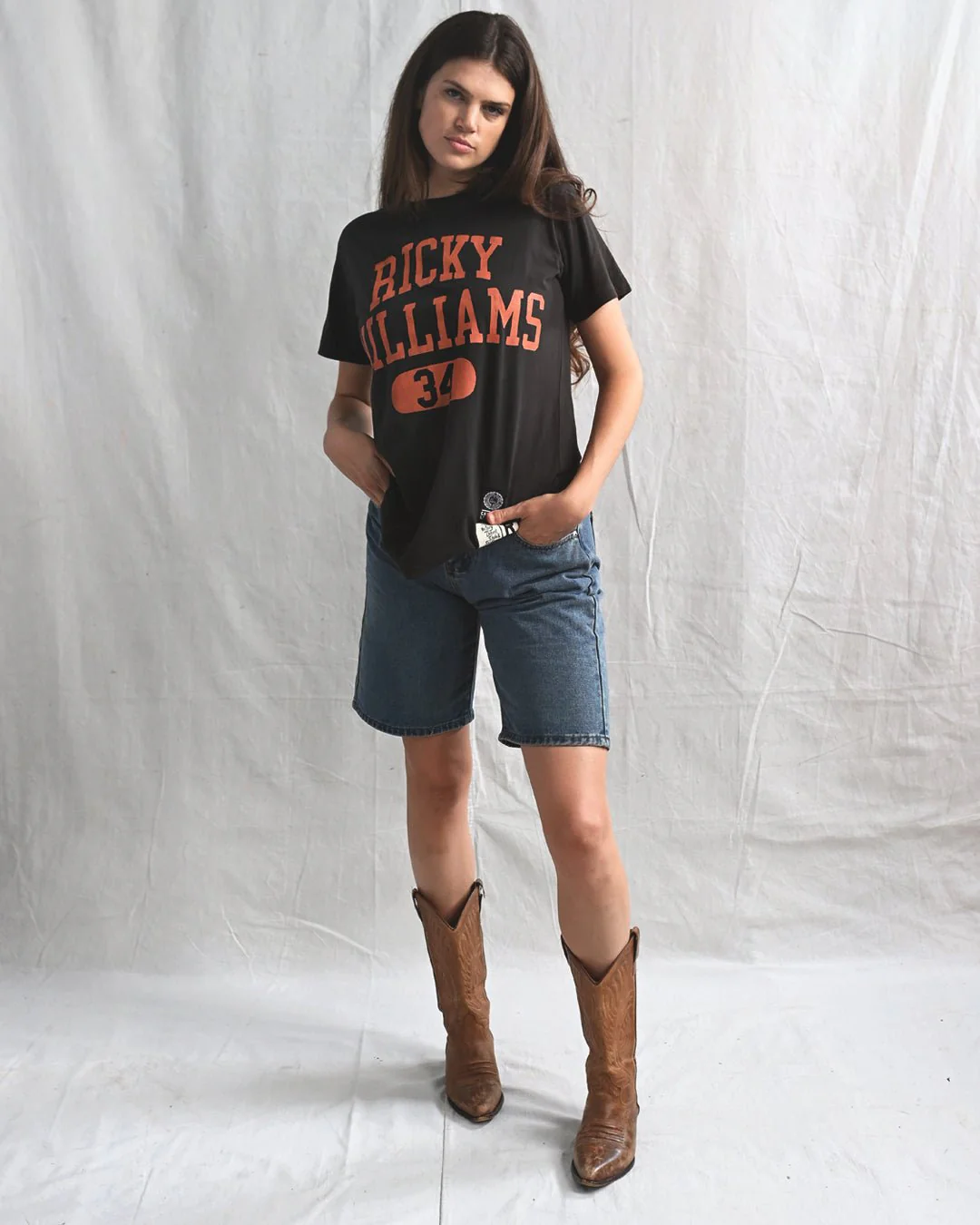 UT - Ricky Williams #34 Horns Football Black Tee - Image 3