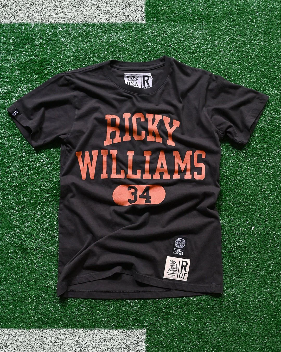 UT - Ricky Williams #34 Horns Football Black Tee - Image 6