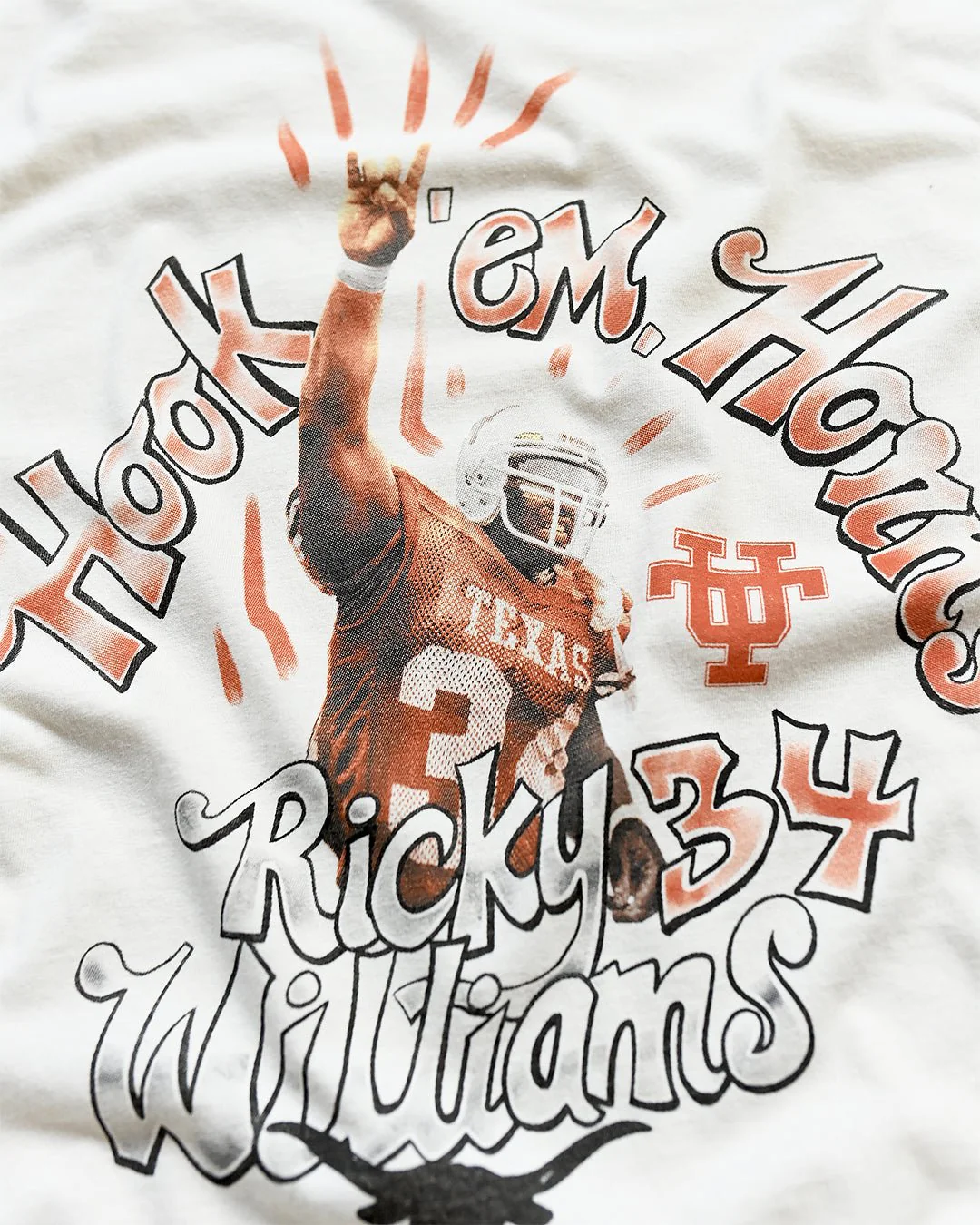 UT - Ricky Williams Horns Football White Tee - Image 3