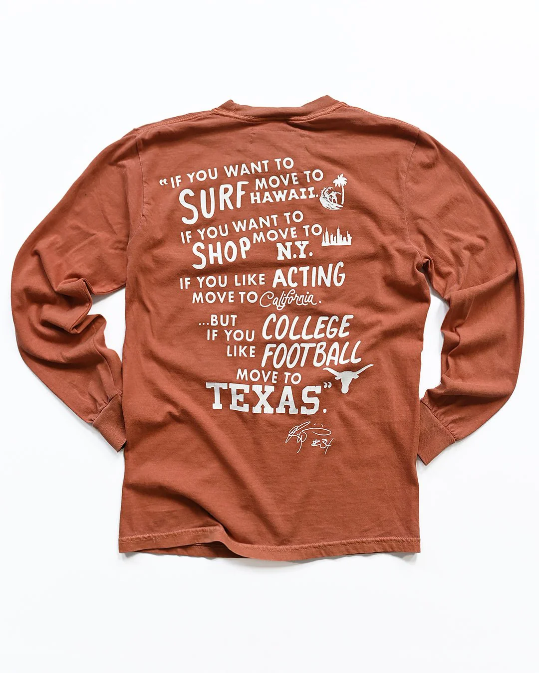 UT - Ricky Williams Texas Football Orange Long Sleeve Tee - Image 8