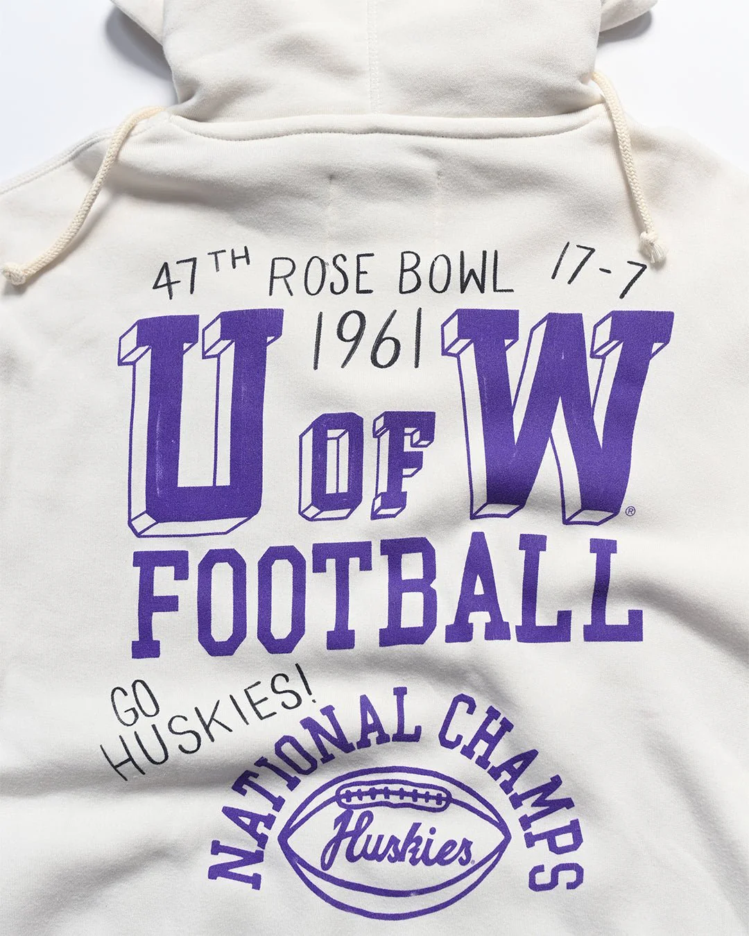 UW - Football ’61 Rose Bowl White PO Hoody - Image 4