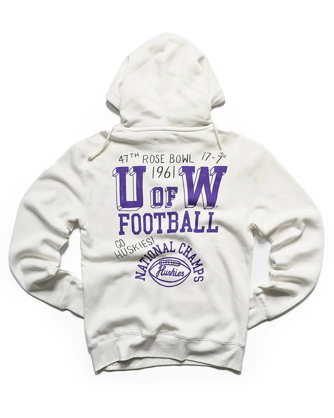 UW - Football ’61 Rose Bowl White PO Hoody - Image 6